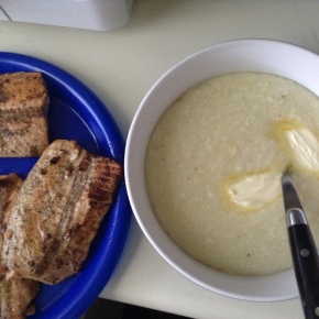 A Southern Classic:  Fish and Grits (Pan-Seared Atlantic Salmon Fillets)